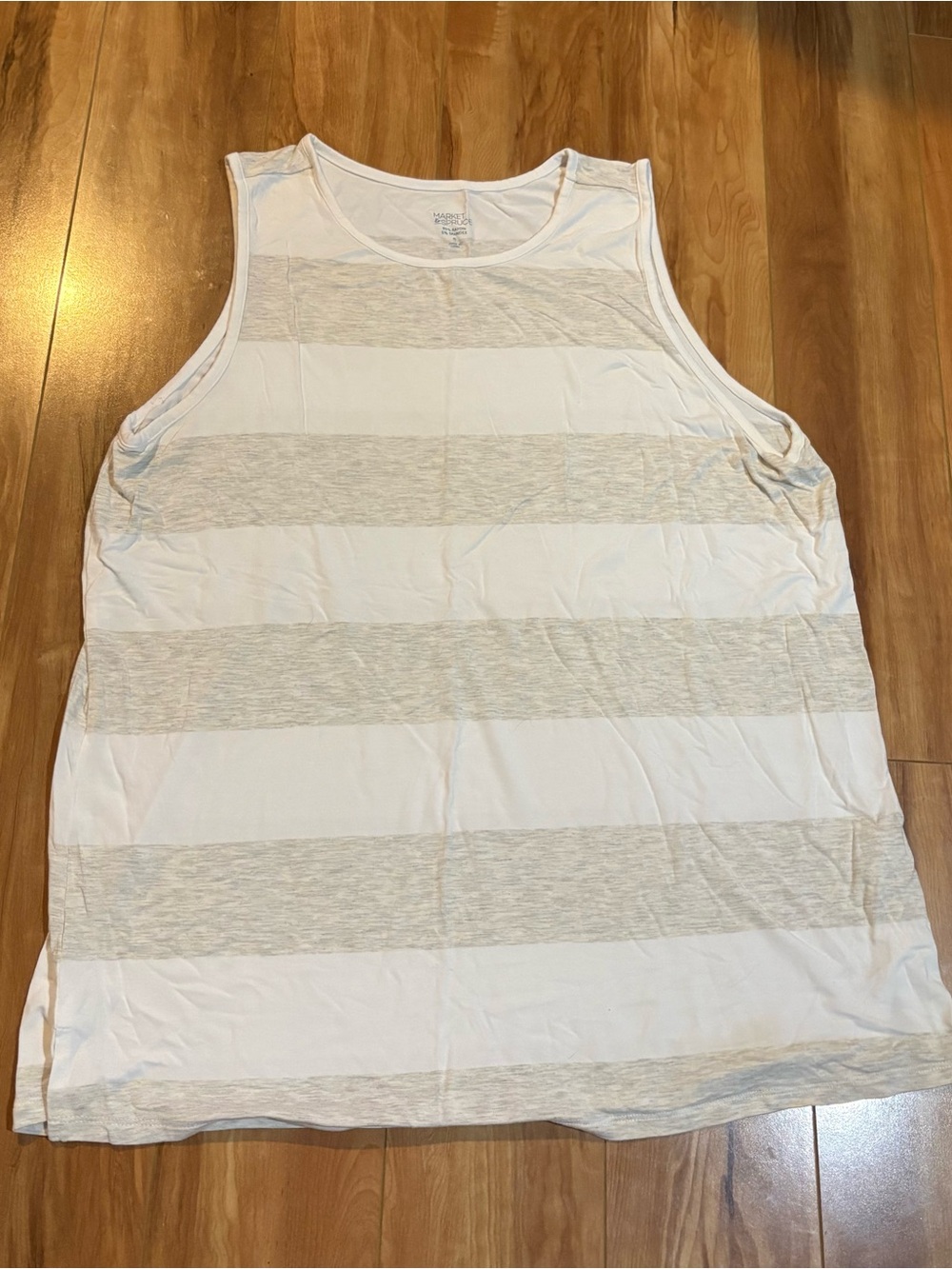 Market & Spruce White and Light Gray Striped Tank Top